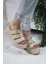 Kadın Mikeno Üç Biyeli Toka Detaylı Kalın Taban Ortopedik Terlik Bej 1