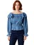 Kadın Denim Bluz Fırfırlı Carmen Yaka ve Balon Kollu Modern Tasarım Kaliteli Şık Rahat Modern 2