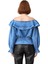 Kadın Denim Bluz Fırfırlı Carmen Yaka ve Balon Kollu Modern Tasarım Kaliteli Şık Rahat Modern 3