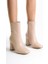 Kadın TLL Bej Cilt Kalın Topuk Bot 9