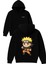 Sarı Saçlı Turuncu Anime Tasarım Baskılı Oversize Siyah Kapüşonlu Sweatshirt 1