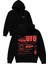 Ufo Tasarım Baskılı Oversize Siyah Kapüşonlu Sweatshirt 1