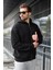 Siyah Fermuarlı Kapüşonlu Erkek Hırka E7174 4