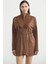 Dik Yaka Tam Fermuarlı Tunik - Kahve 1