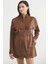 Dik Yaka Tam Fermuarlı Tunik - Kahve 3
