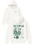 Octopus Tasarım Baskılı Oversize Beyaz Kapüşonlu Sweatshirt 1