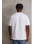 Unisex Baskılı Oversize T-Shirt - Beyaz 2