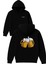 Beer Cheers Tasarım Baskılı Oversize Siyah Kapüşonlu Sweatshirt 1
