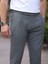 Old Money Slim Fit Pileli Likralı Kumaş Pantolon Erkek Gri Pamuk-Elastan 1
