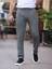 Old Money Slim Fit Pileli Likralı Kumaş Pantolon Erkek Gri Pamuk-Elastan 3