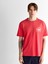 Erkek Kırmızı Relaxed Fit Bisiklet Yaka Logolu T-Shirt 4