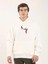 Unisex Baskılı Oversize Üç Iplik Kapüşonlu Sweatshirt - Beyaz 1
