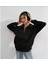 Unisex Uzun Kol Yarım Farmuarlı Yakalı Basic Sweatshirt - Siyah 2