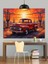 Kırmızı Klasik Kamyonet Gün Batımı Dekoratif Kanvas - Mdf Ahşap Tablo 3