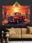 Kırmızı Klasik Kamyonet Gün Batımı Dekoratif Kanvas - Mdf Ahşap Tablo 5