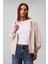Kadın Regular Fit Fermuarlı Kapüşonlu Sweatshirt - Bej 1
