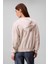 Kadın Regular Fit Fermuarlı Kapüşonlu Sweatshirt - Bej 2