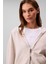 Kadın Regular Fit Fermuarlı Kapüşonlu Sweatshirt - Bej 5