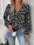 Mdb Kadın Uzun Kollu V Yakalı Çiçek Desenli Modal Bluz 1