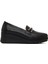 Kadın Siyah Tokalı Dolgu Topuklu Deri Comfort Loafer 25AFD154318 1
