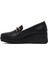 Kadın Siyah Tokalı Dolgu Topuklu Deri Comfort Loafer 25AFD154318 2