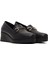 Kadın Siyah Tokalı Dolgu Topuklu Deri Comfort Loafer 25AFD154318 3