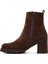 Kadın Kahverengi Fermuarlı Kalın Topuklu Süet Deri Bot 25WFD188410 4