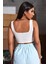 Kadın Beyaz Kalın Askılı Crop Top Büstiyer - Modern ve Şık Tasarım 2