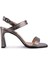 Hakiki Deri Ince Bantlı Modern Abiye Sandalet Bronz Saten 56902 5