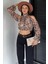 Iç Astarlı Omuz Dekolteli Kadın Crop Top Şifon Bluz P-00018952 1