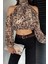 Iç Astarlı Omuz Dekolteli Kadın Crop Top Şifon Bluz P-00018952 2