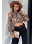 Iç Astarlı Omuz Dekolteli Kadın Crop Top Şifon Bluz P-00018952 3