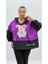 Büyük Beden Viskon Ayıcık Grafikli Ponpon Detaylı Kapri Kol Oversize Kadın Sweat 2