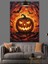 Korkunç Suratlı Turuncu Balkabağı Kabak Oyması Dekoratif Kanvas - Mdf Ahşap Tablo 2