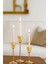 Altın Renkli 3'lü Kristal Cam Mumluk Seti & Altın Dekoratif Şamdan Takımı 3