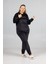 Kapşonlu Kadife Büyük Beden Takım Siyah – Premium Kalite, Rahat ve Şık Kadın Eşofman Takımı 5