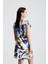 Likralı Viskon Mini Viskon Elbise | BLZ36387 Yaprak Desen 5