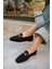 Aloha Siyah Süet Gold Detaylı Loafer 2
