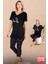Lady Çiçek Desenli V Yakalı Kapri Pijama Takımı 1
