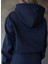 Kadın Baskılı Kapüşonlu Sweatshirt ve Geniş Paça Pantolon İkili Takım Lacivert Basic Eşofman Takımı 3