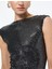 Slim Fit Kayık Yaka Kolsuz Sırt Dekolteli Mini Pullu Payetli Mini Elbise 5