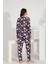 %100 Pamuk Uzun Kol Kadın Pijama Takımı 98287 5