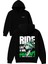 Motocross Girl Tasarım Baskılı Oversize Siyah Kapüşonlu Sweatshirt 1