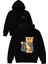 Ayı Ceketli Tasarım Baskılı Oversize Siyah Kapüşonlu Sweatshirt 1