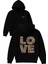 Leopar Desenli Love Tasarım Baskılı Oversize Siyah Kapüşonlu Sweatshirt 1