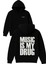 Musıc My Tasarım Baskılı Oversize Siyah Kapüşonlu Sweatshirt 1