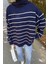 Çizgili Triko Kazak Lacivert 3