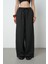 Kadın Simli Bol Paça Beli Lastikli Düz Renk Pantolon 1