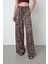 Kadın Bordo Renk Kırçıllı Bol Paça Beli Lastikli Pantolon 3