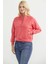 Dik Yaka Kanguru Cepli Crop Sweatshirt - Gül 2